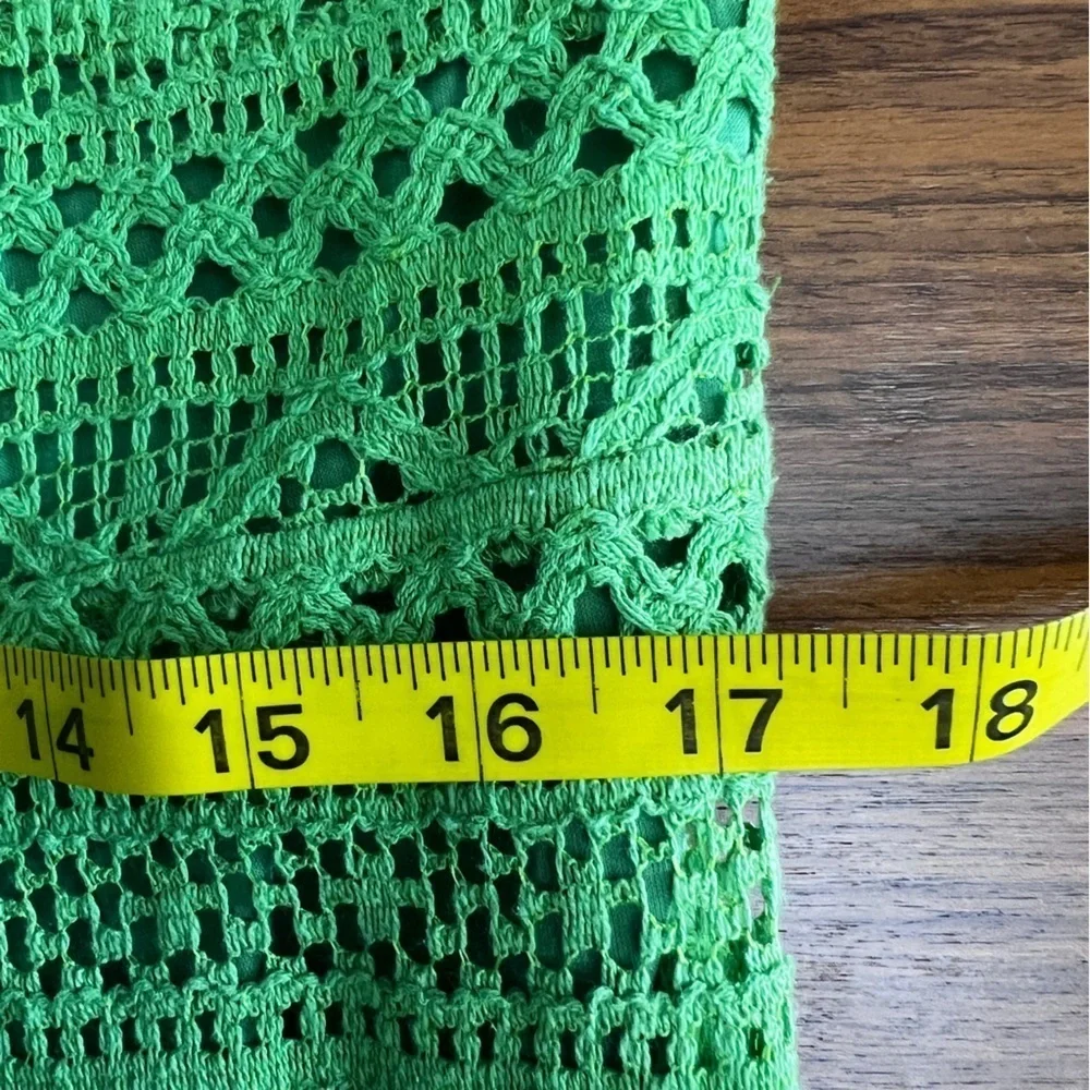 Farm Rio Halter Floral Ruffle NWT Crochet Mini Dress, Size XL - Picture 14 of 16